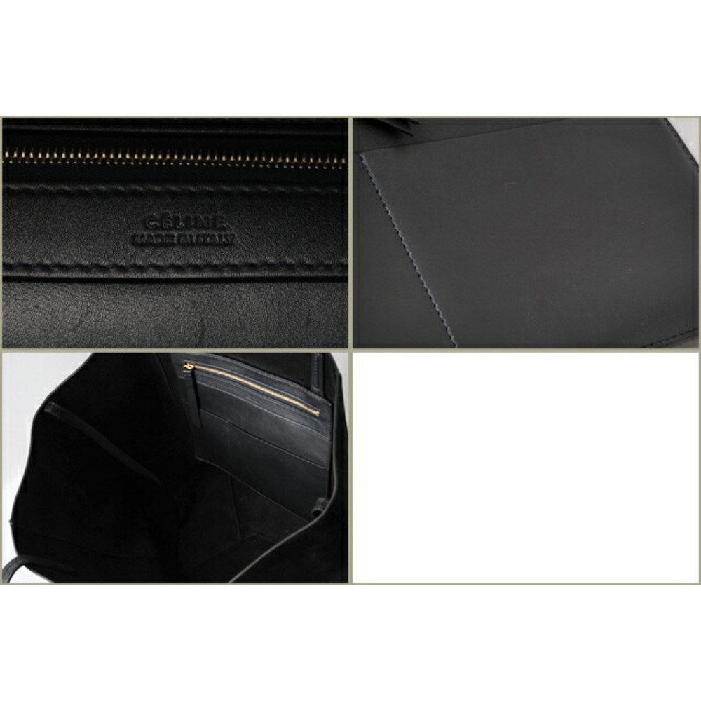 Celine Black Leather & Suede Tote Shoulder Bag - Picture 4 of 6
